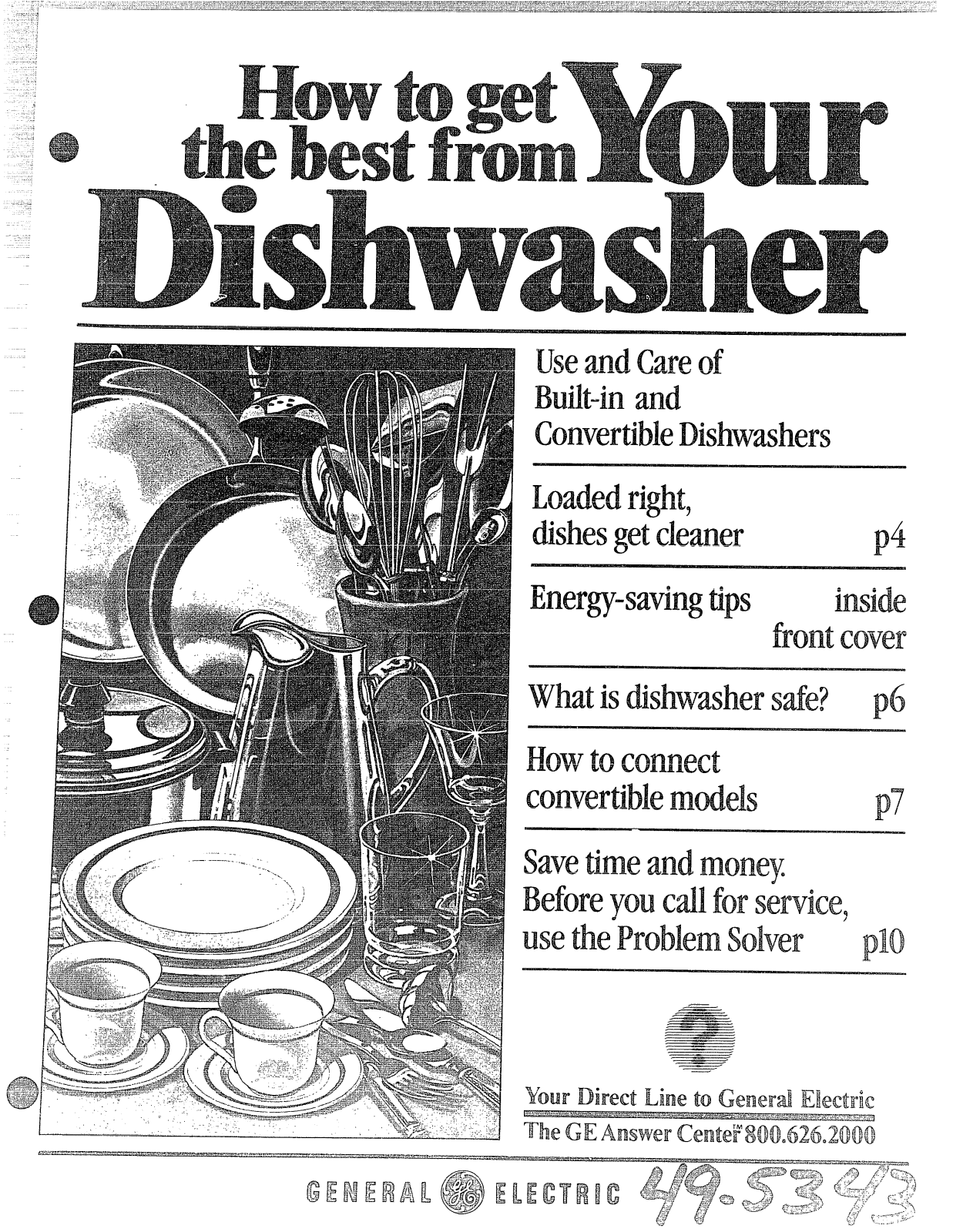 GE Dishwashers Use and Care Manual