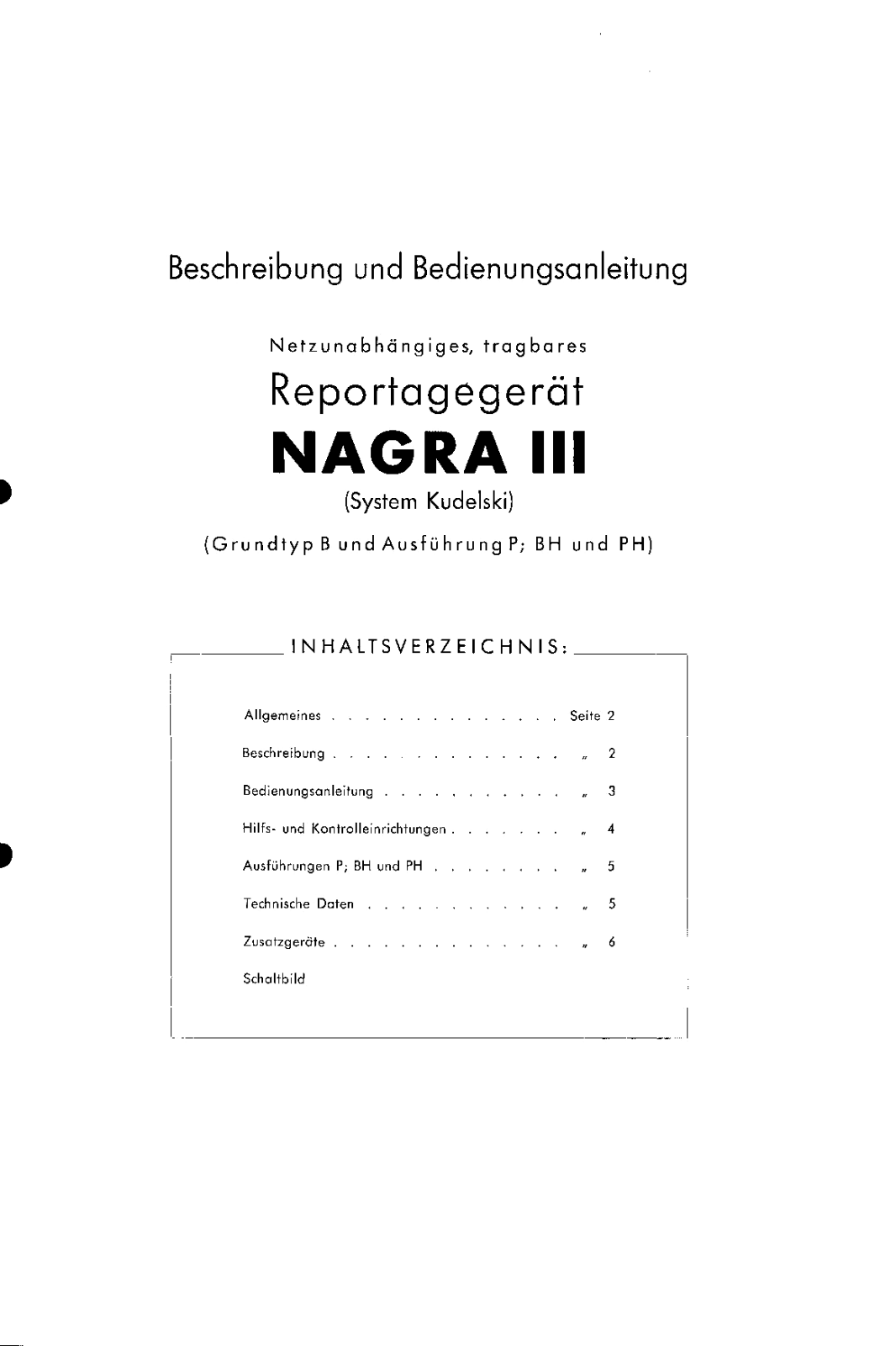 Nagra 3 Owners manual