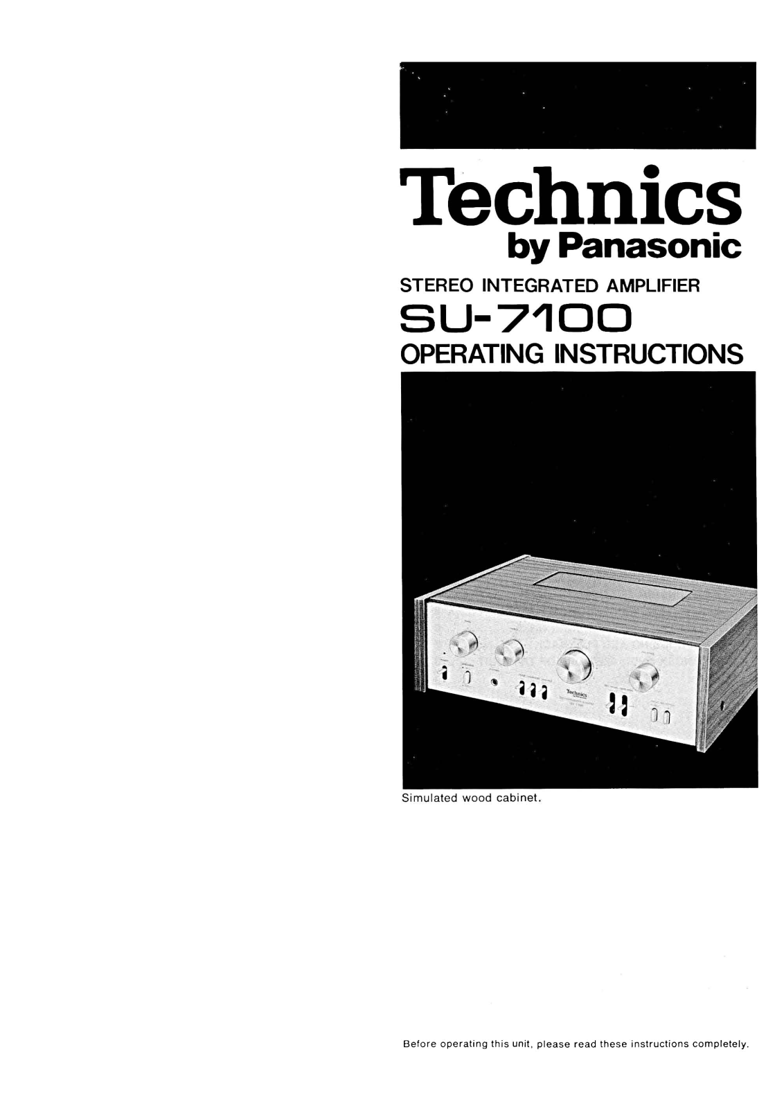 Technics SU-7100 Owners Manual