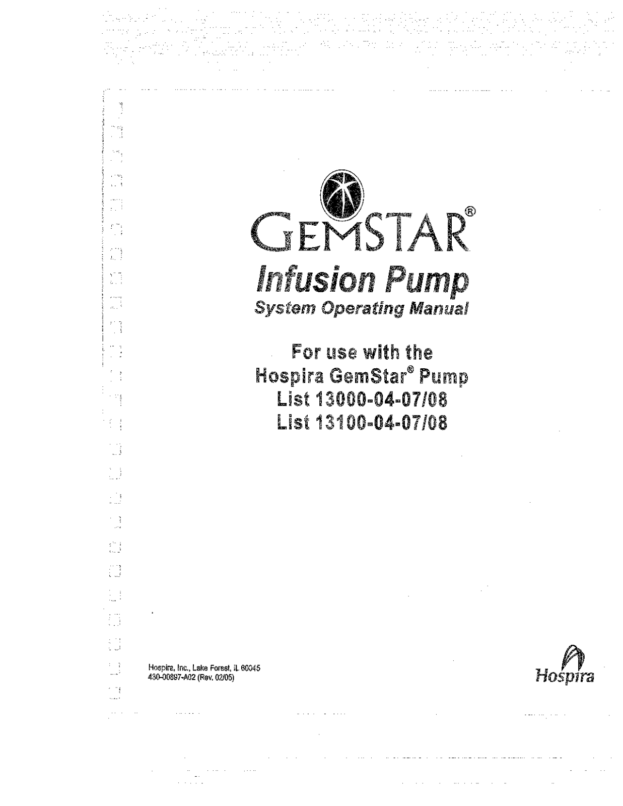 GEMSTAR 13000-04-07, 13000-04-08, 13100-04-07, 13100-04-08 operating Manual