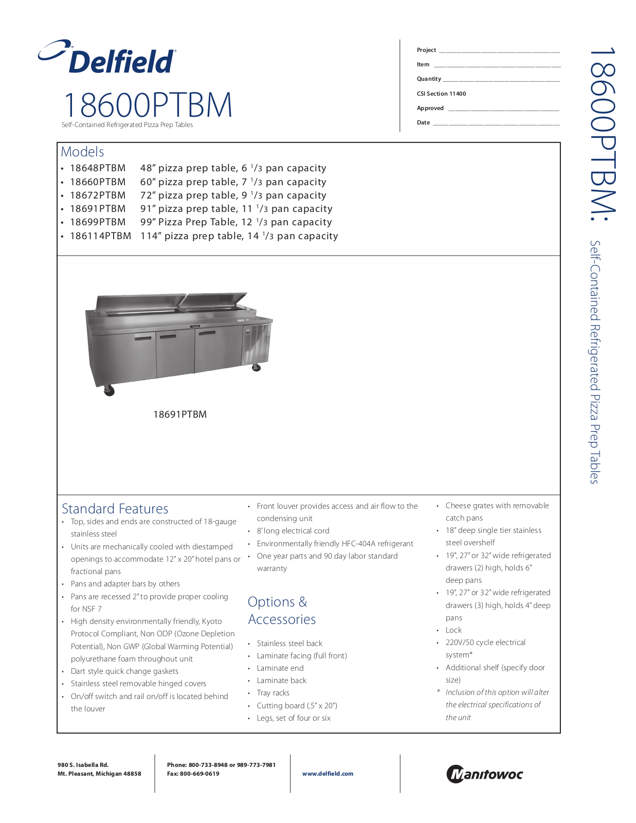 Delfield 186114PTBM User Manual