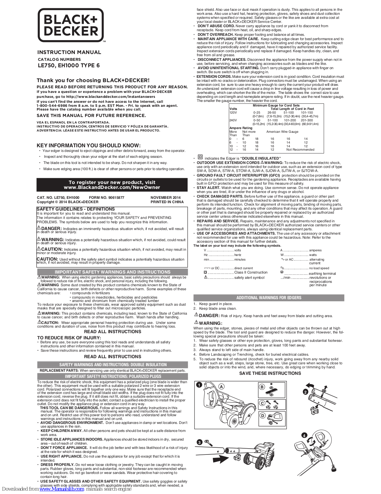 Black & Decker EH1000 TYPE 6 Instruction Manual