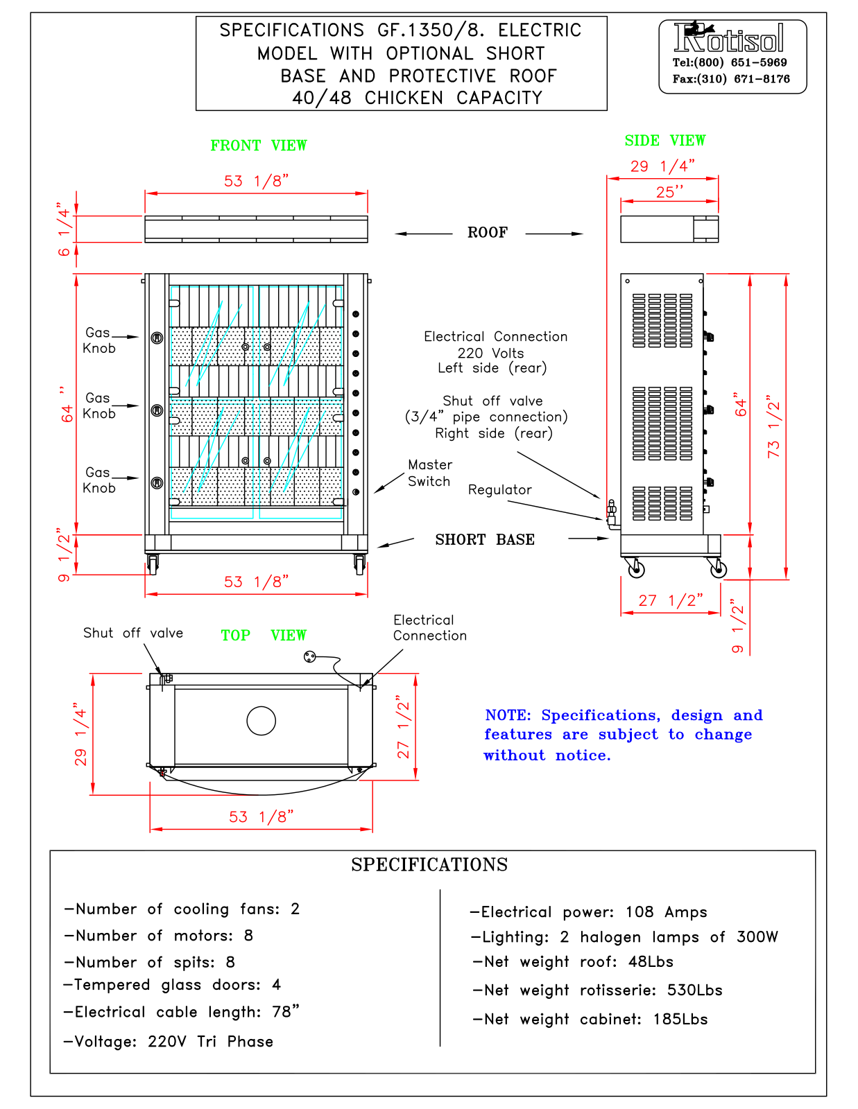 Rotisol GF 1350-8, sp1358sbc User Manual