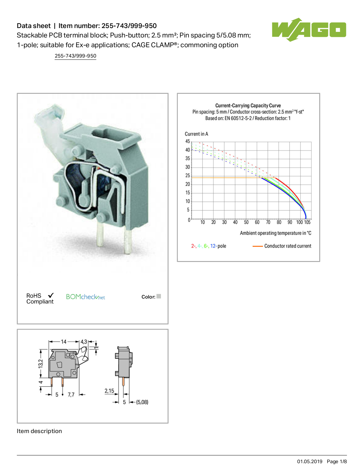 Wago 255-743/999-950 Data Sheet