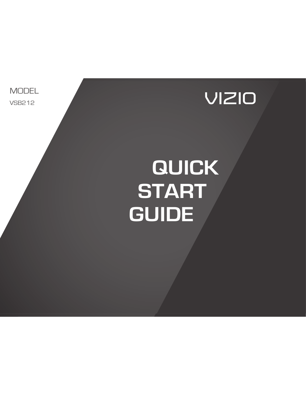 Vizio VSB212 Quick Start Guide