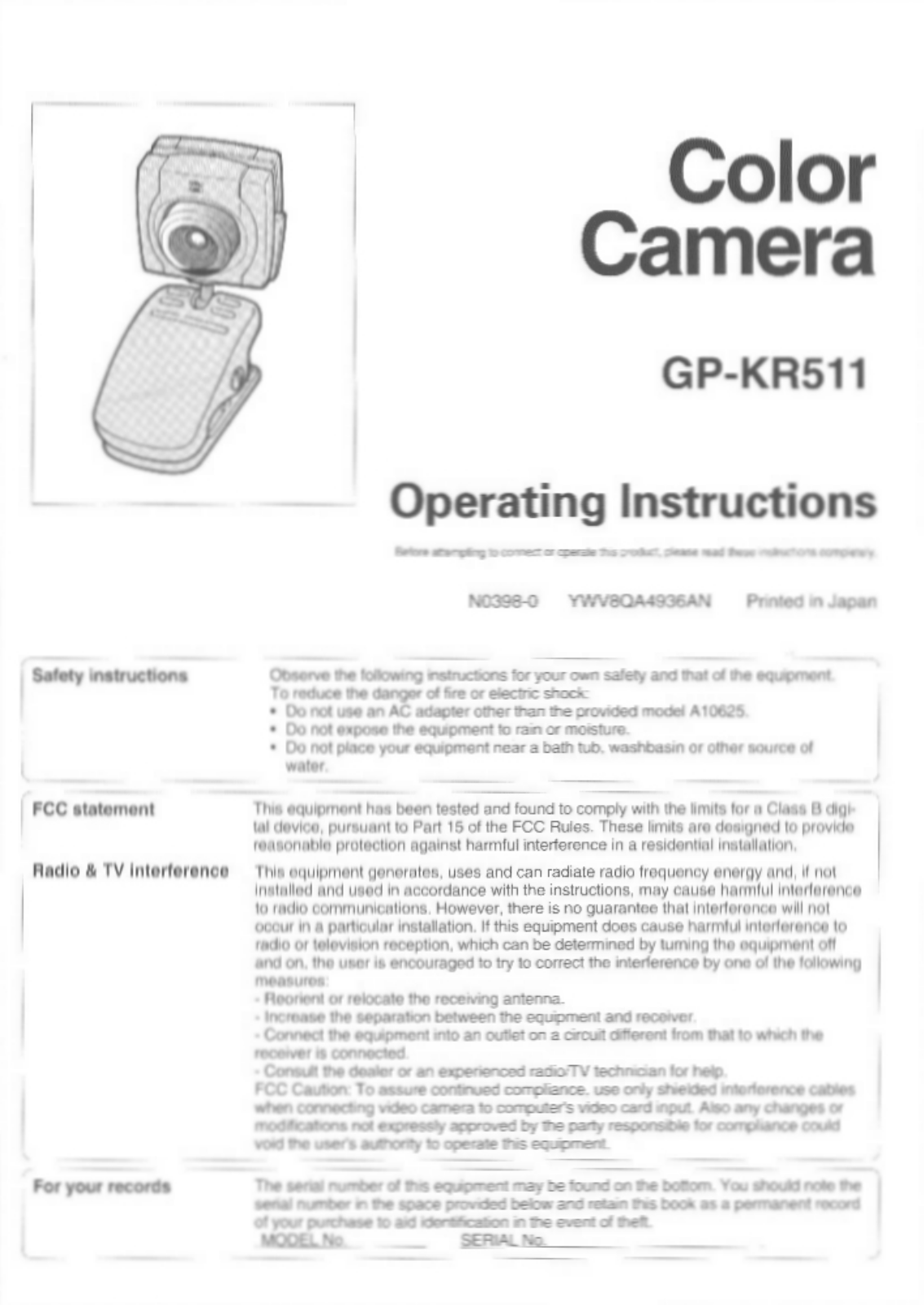 Panasonic GP-KR511 User Manual