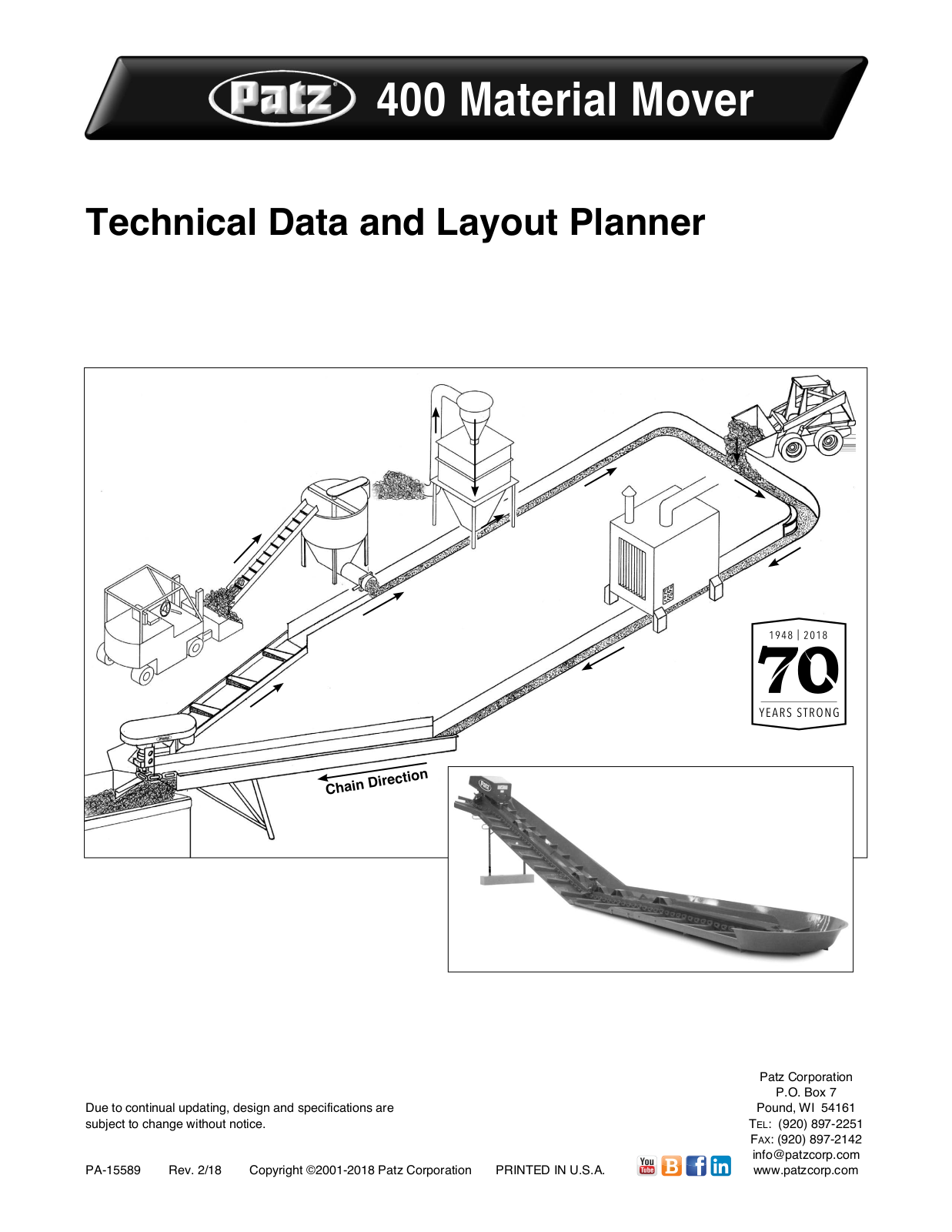 Patz Corporation 400 Material Mover Technical Data Manual