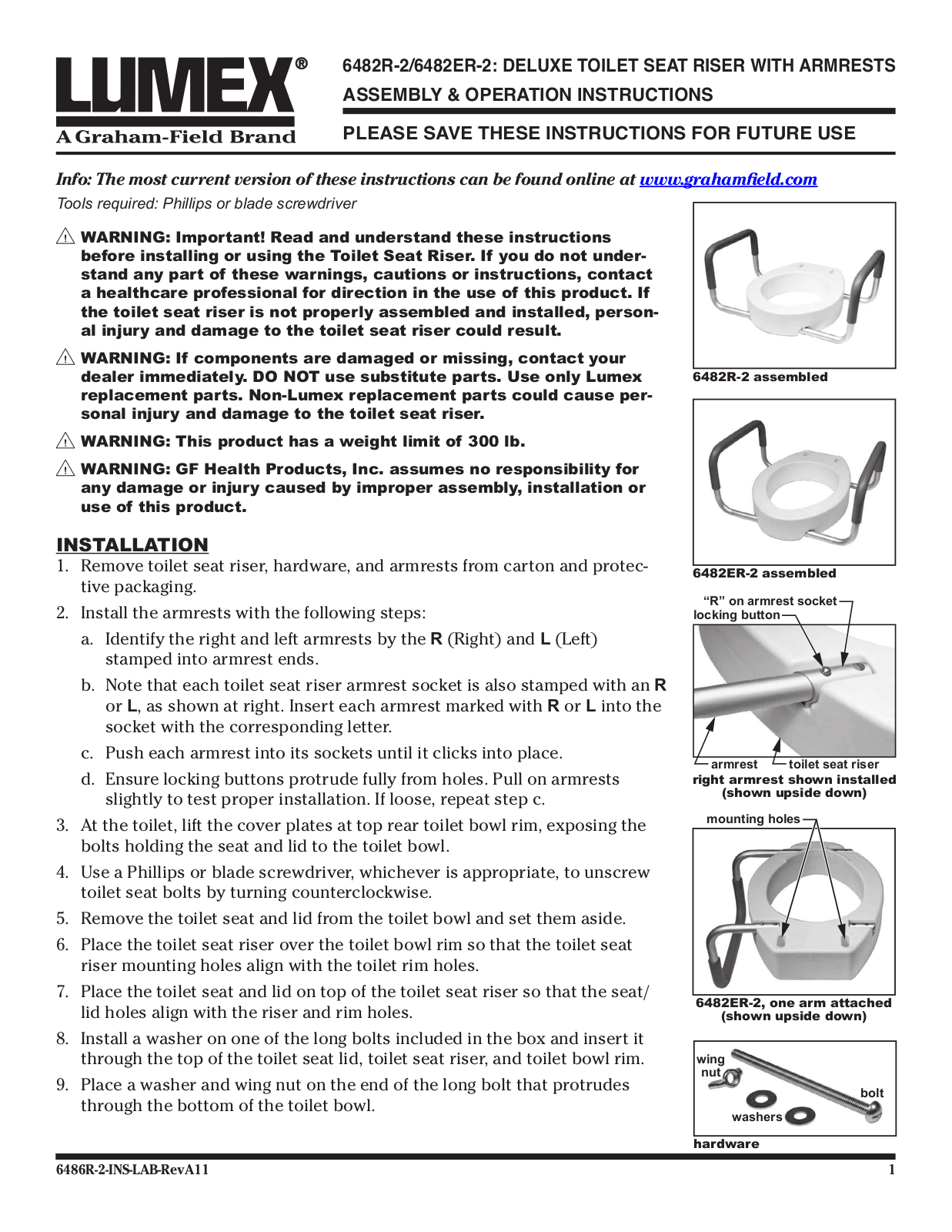 Graham Field 6482R-2, 6482ER-2 User Manual