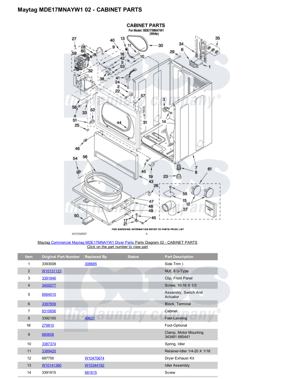 Maytag MDE17MNAYW1 Parts Diagram