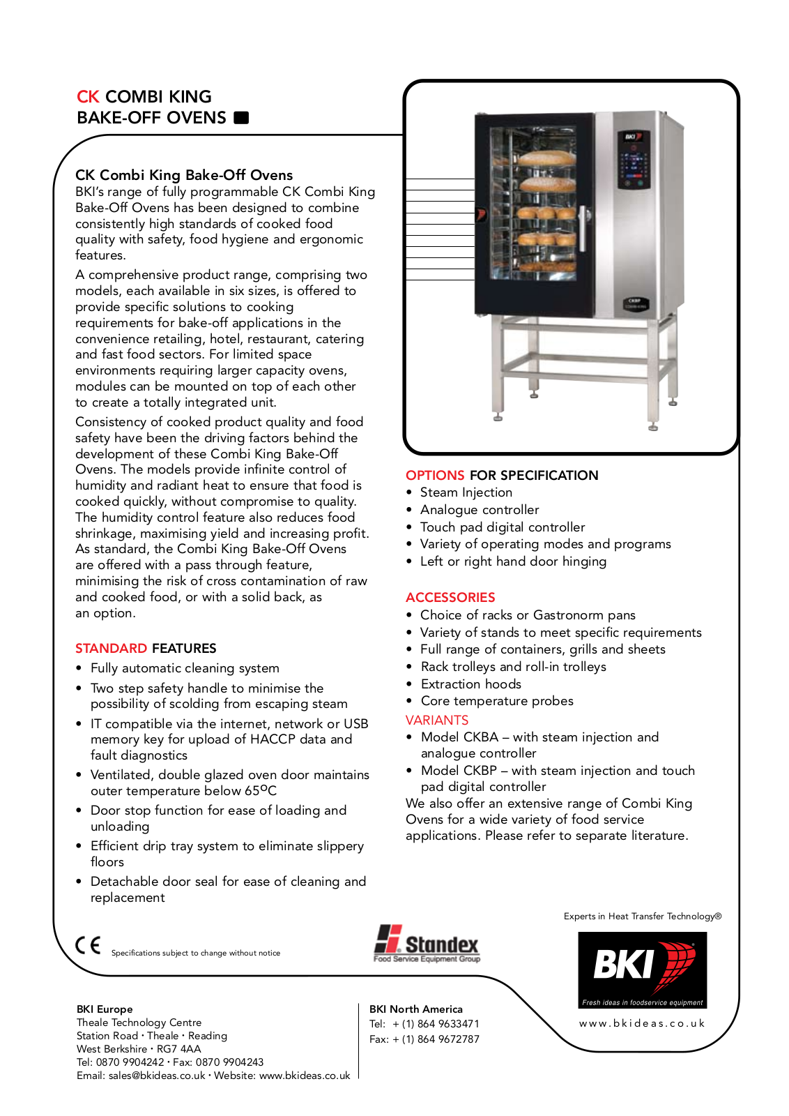 BKI CK-BAKE OFF Specifications