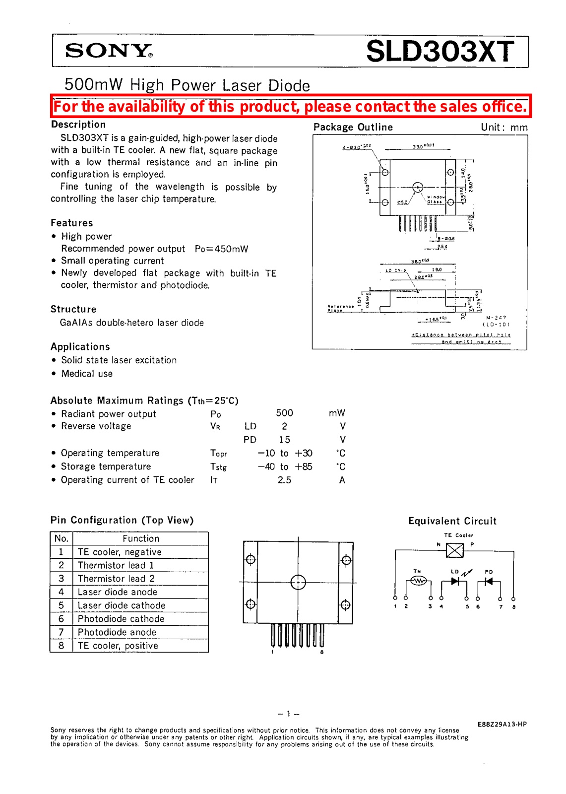 SONY SLD303XT User Manual
