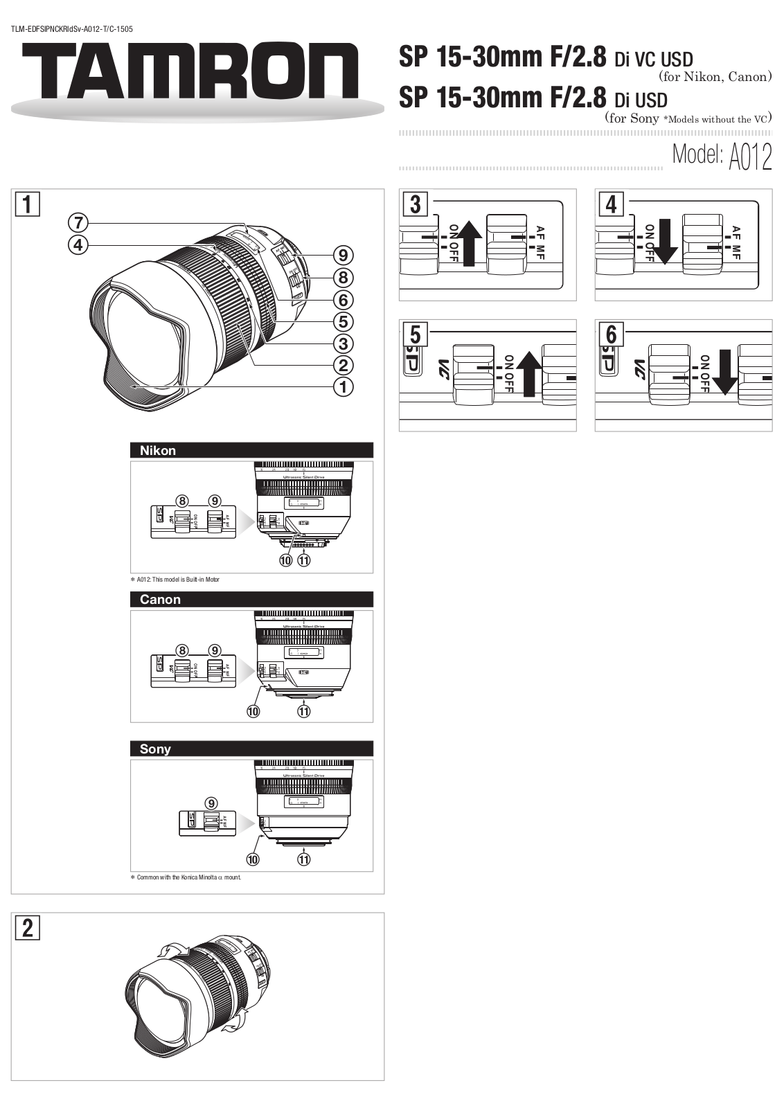 Tamron SP 15-30mm F/2.8 User Manual