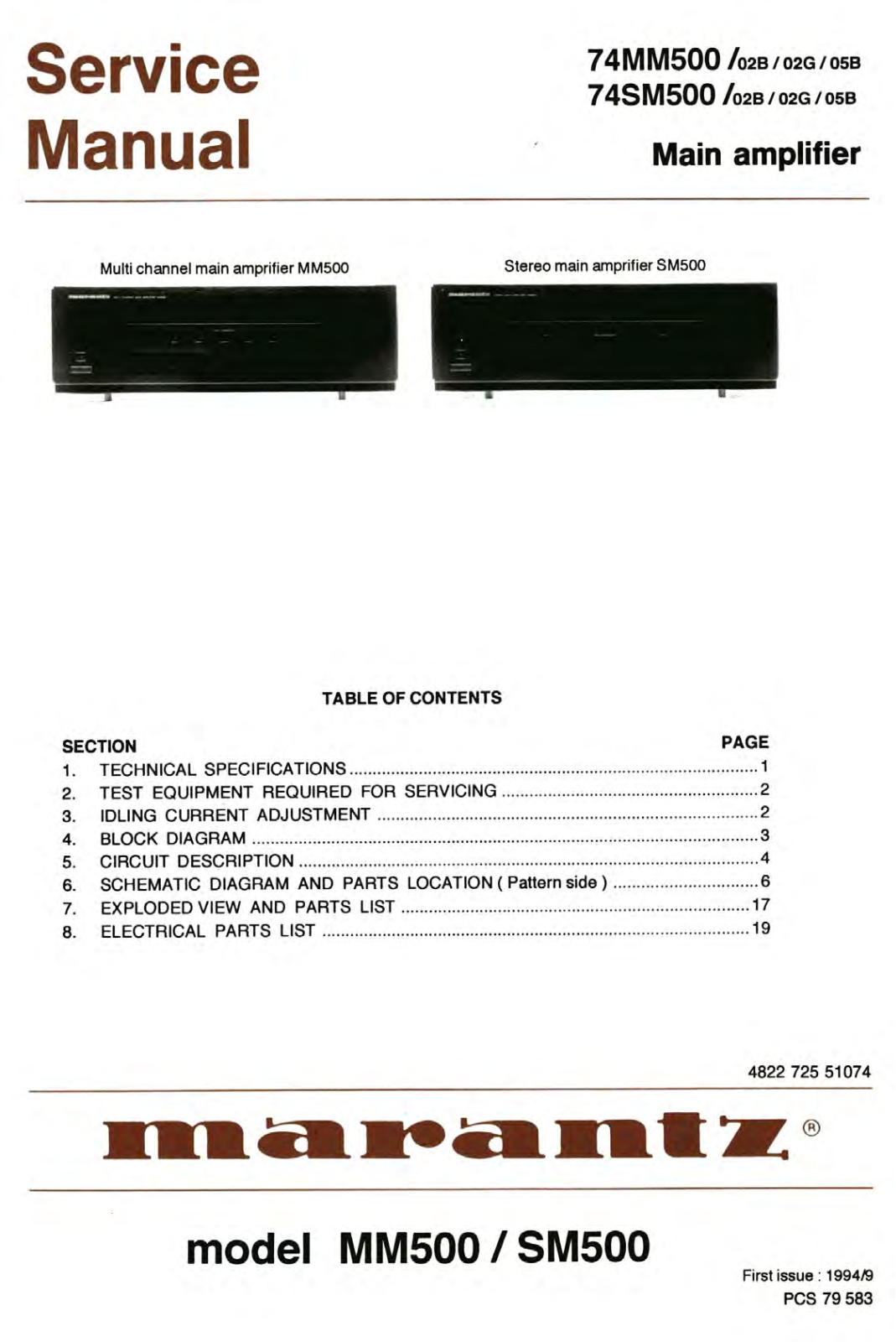 Marantz SM-500 Service Manual