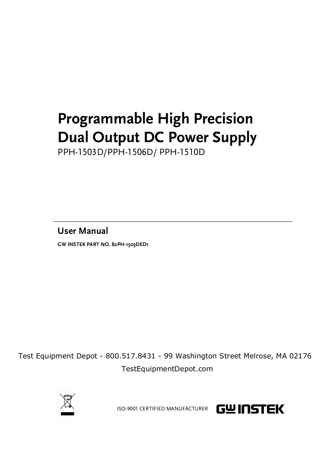 GW Instek PPH-1503D, PPH-1506D, PPH-1510D User Manual