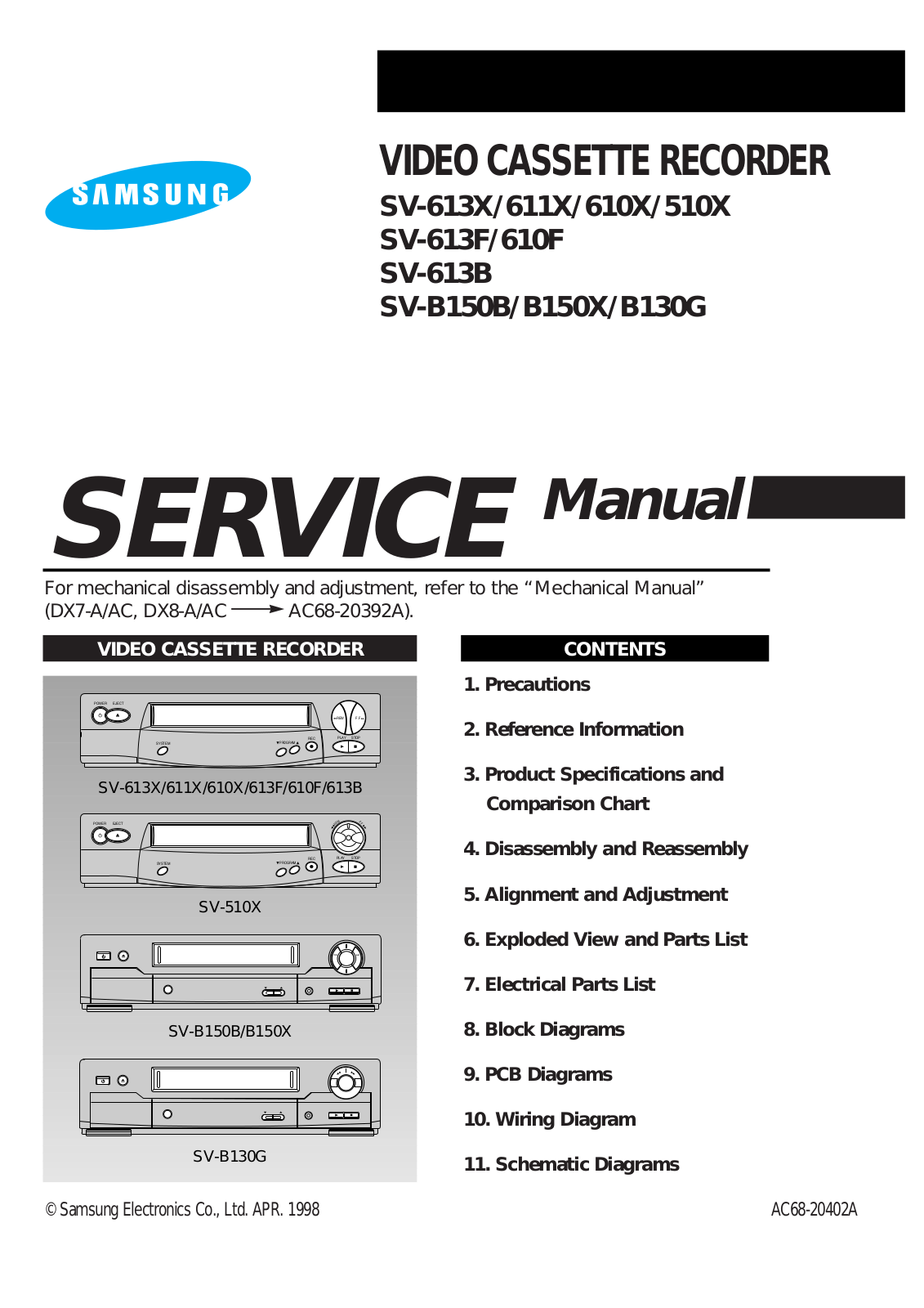 Samsung SV-501X, SV-B120FK-XEF Service Manual