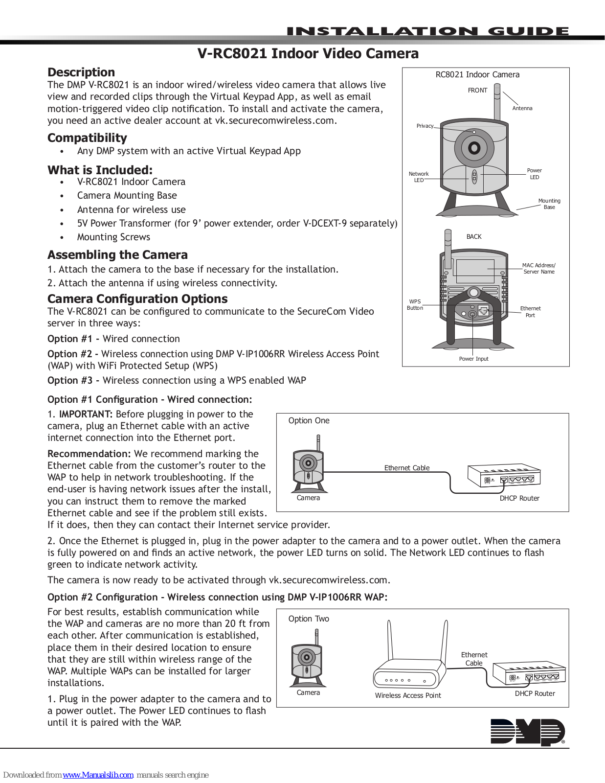 DMP Electronics V-RC8021 Installation Manual