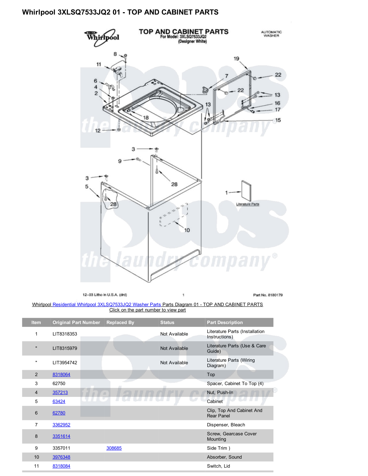 Whirlpool 3XLSQ7533JQ2 Parts Diagram