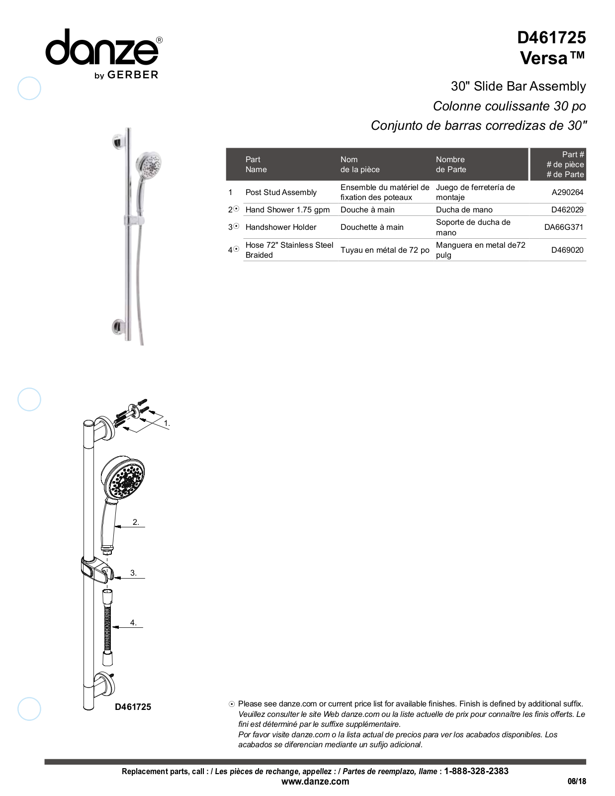 Gerber D461725BR, D461725BS, D461725, D461725BN Installation Manual