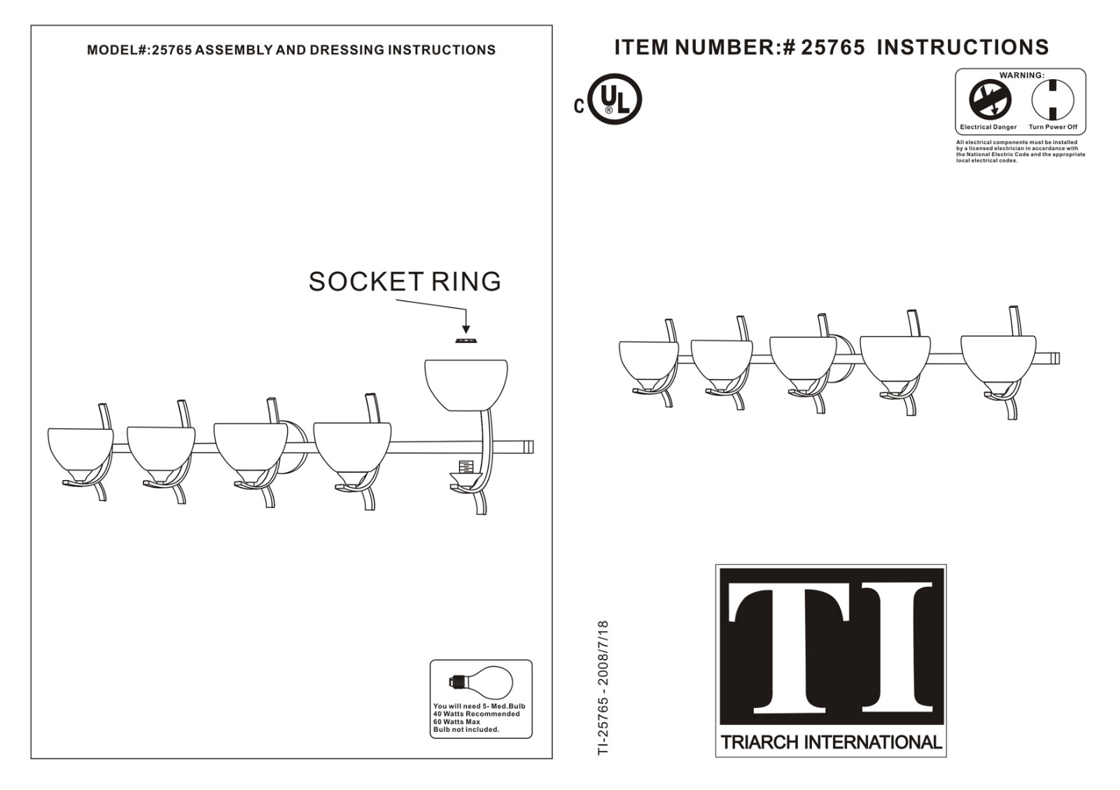 Triarch 25765 User Manual