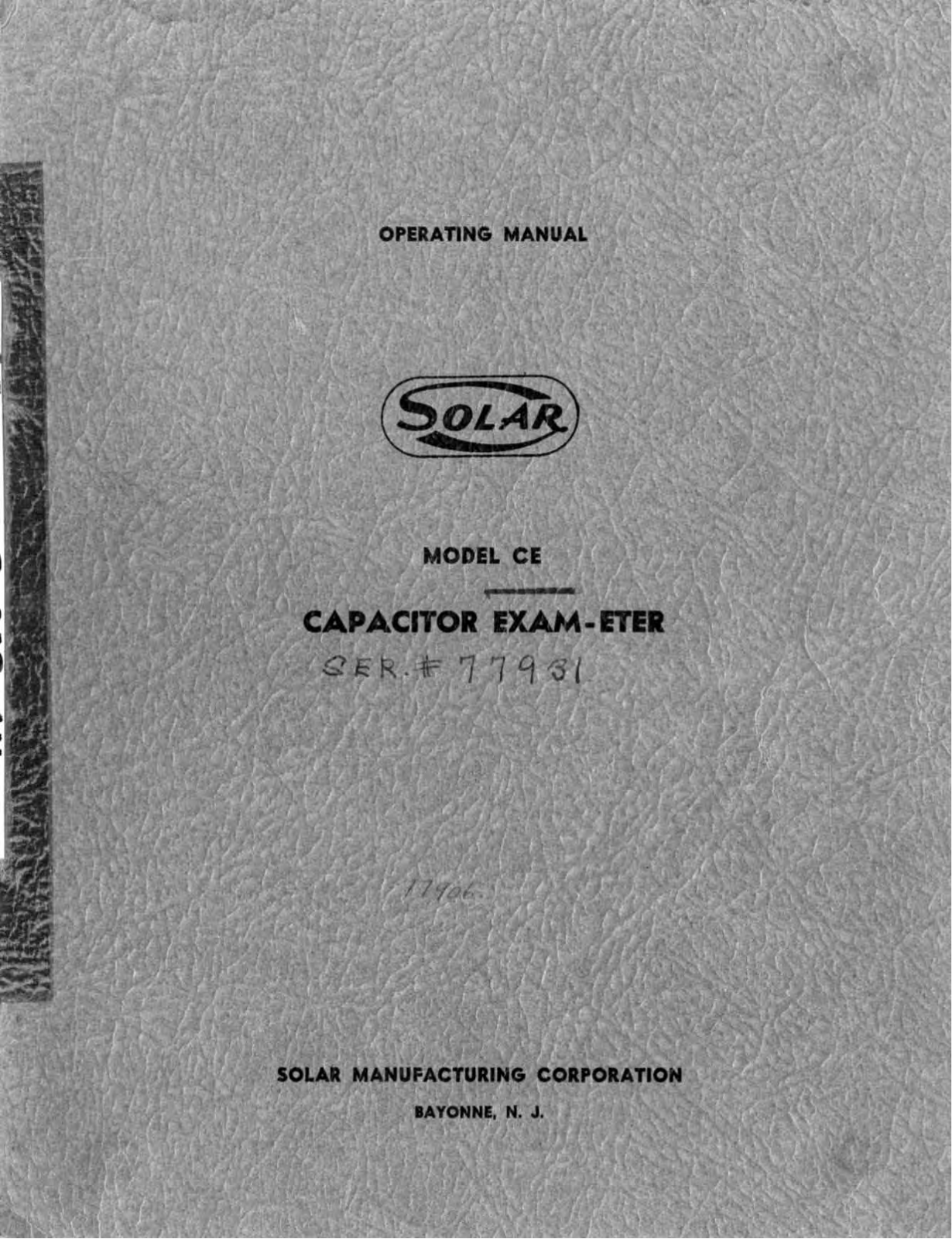 Solar Manufacturing Corporation CE Service manual