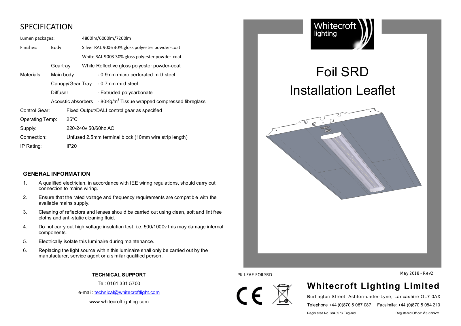 WHITECROFT LIGHTING Foil SRD Installation Leaflet - ManualMachine.com