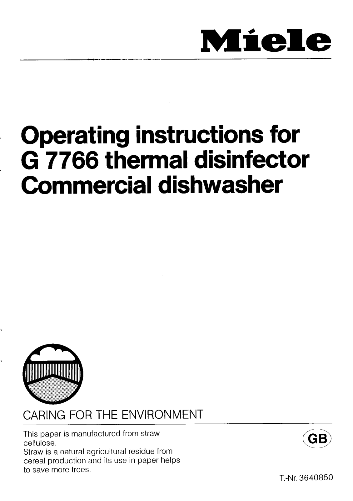 Miele G 7766 Operating instructions