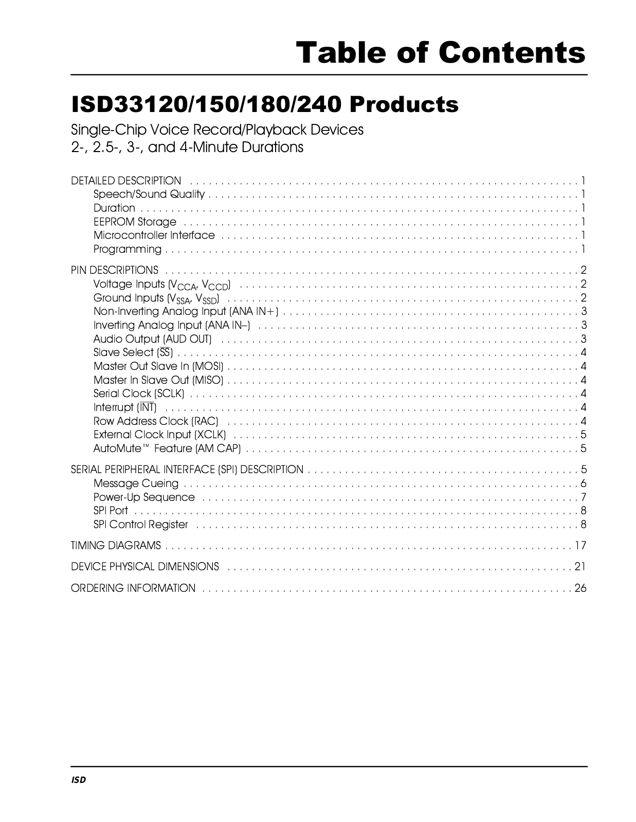 Datasheet ISD33240P, ISD33240EI, ISD33240ED, ISD33240E, ISD33180X Datasheet (ISD) - ManualMachine.com