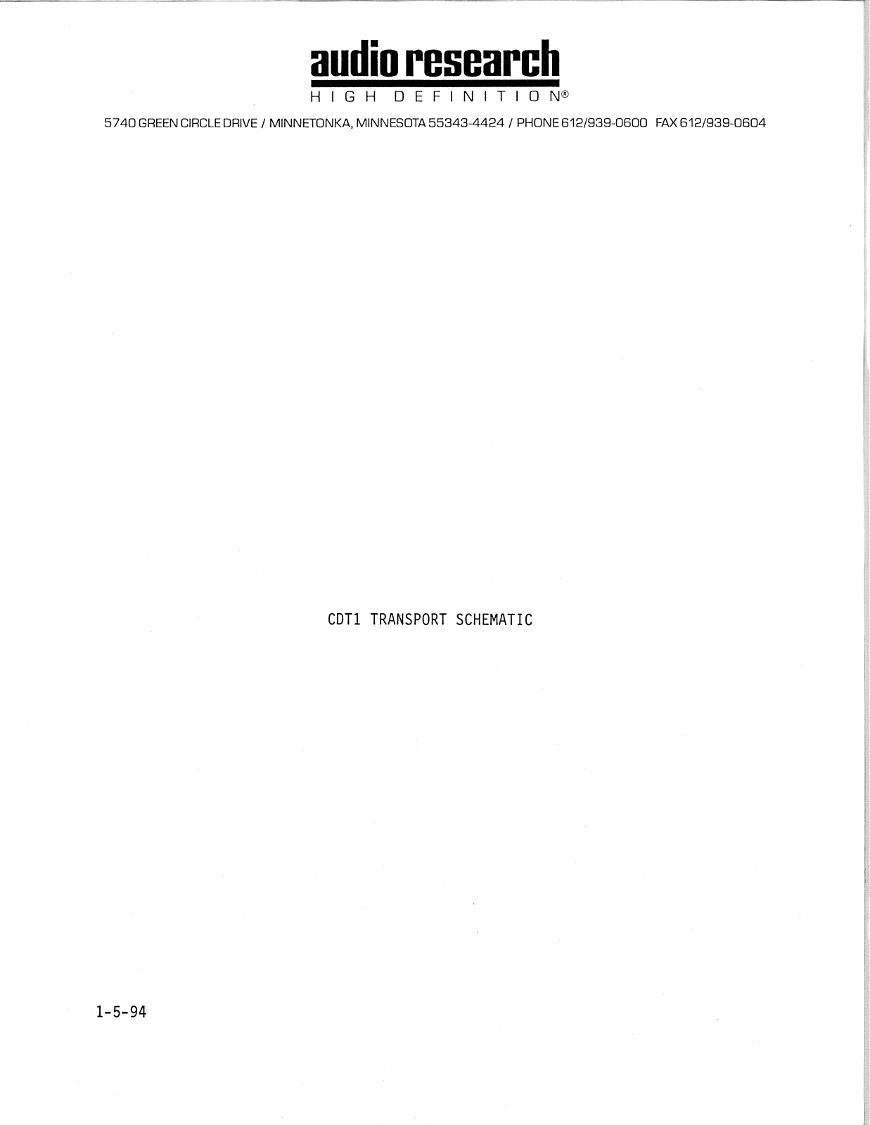 Audio Research CDT1-cdt Schematic - ManualMachine.com