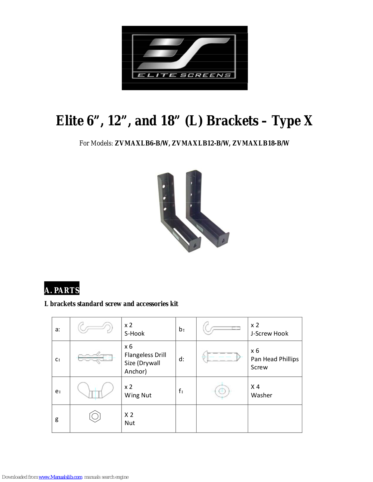 Elite Screens Type X User Manual - ManualMachine.com