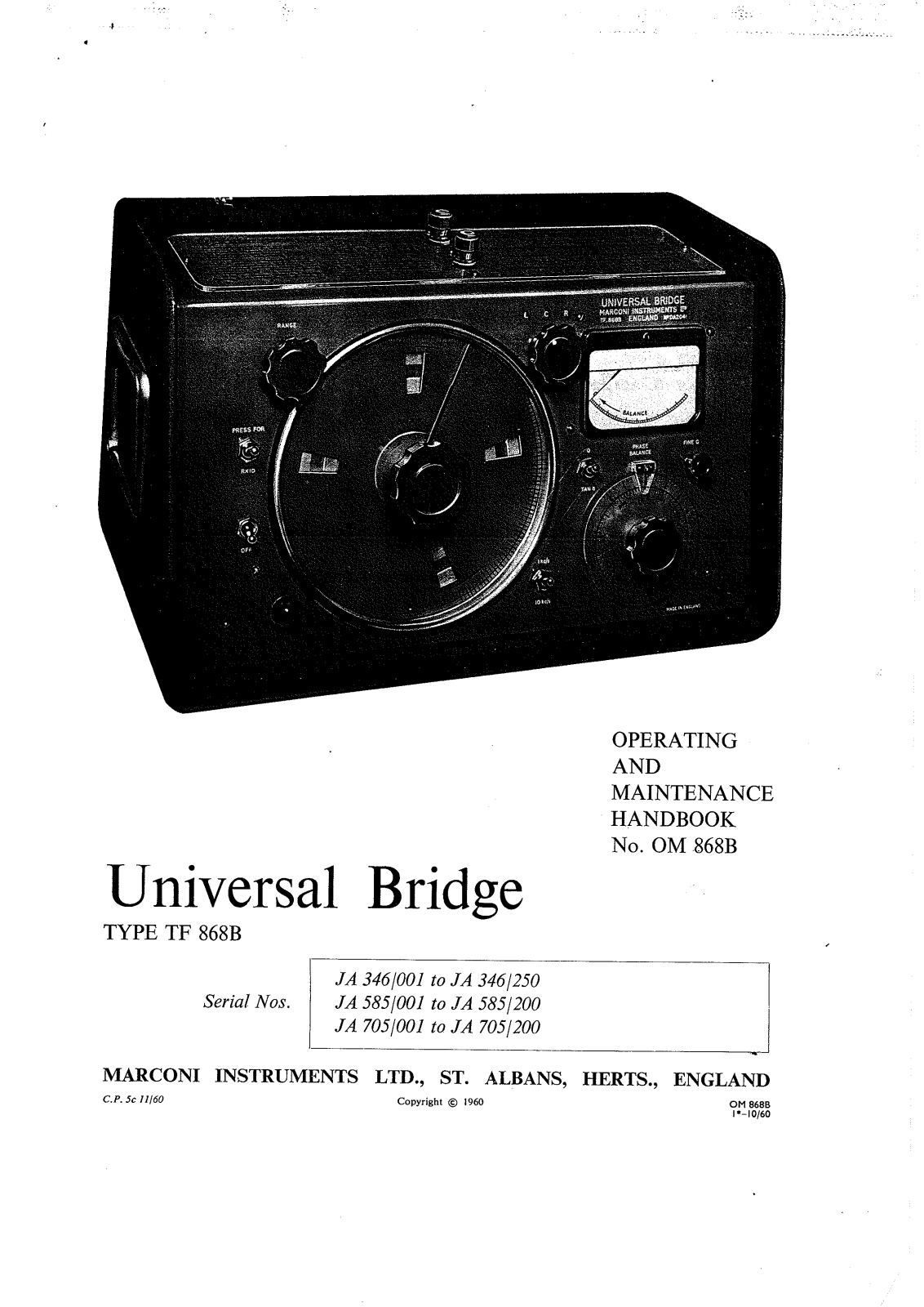 Marconi TF 868B Service manual