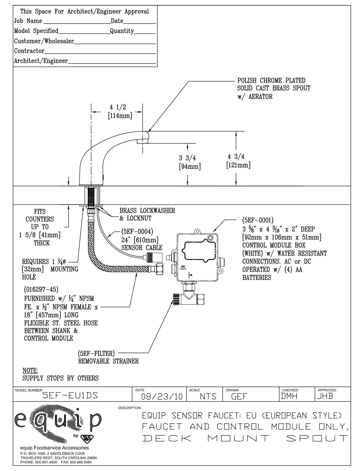 T&S Brass 5EF-EU1DS User Manual