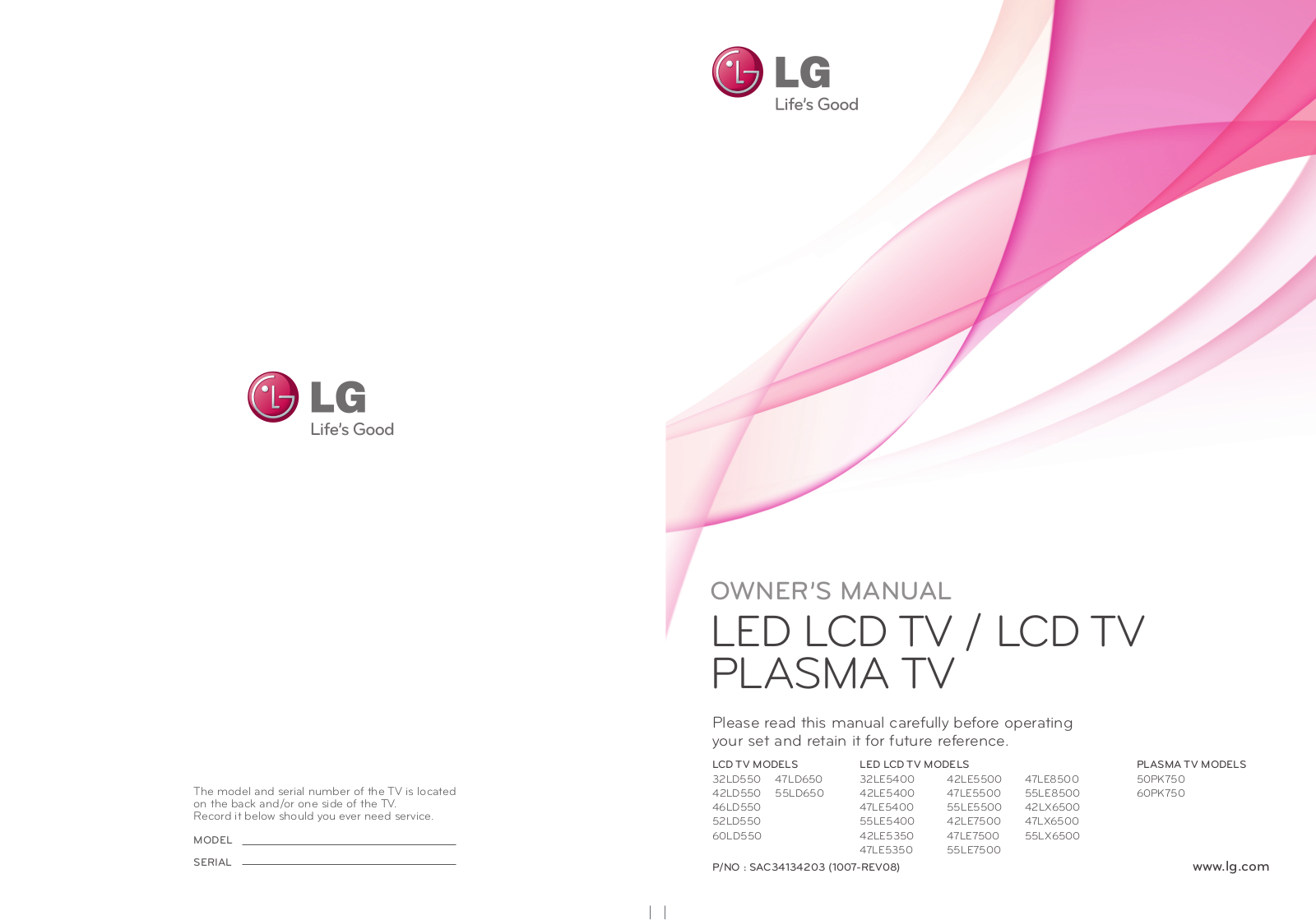 LG 47LE5400 User Manual