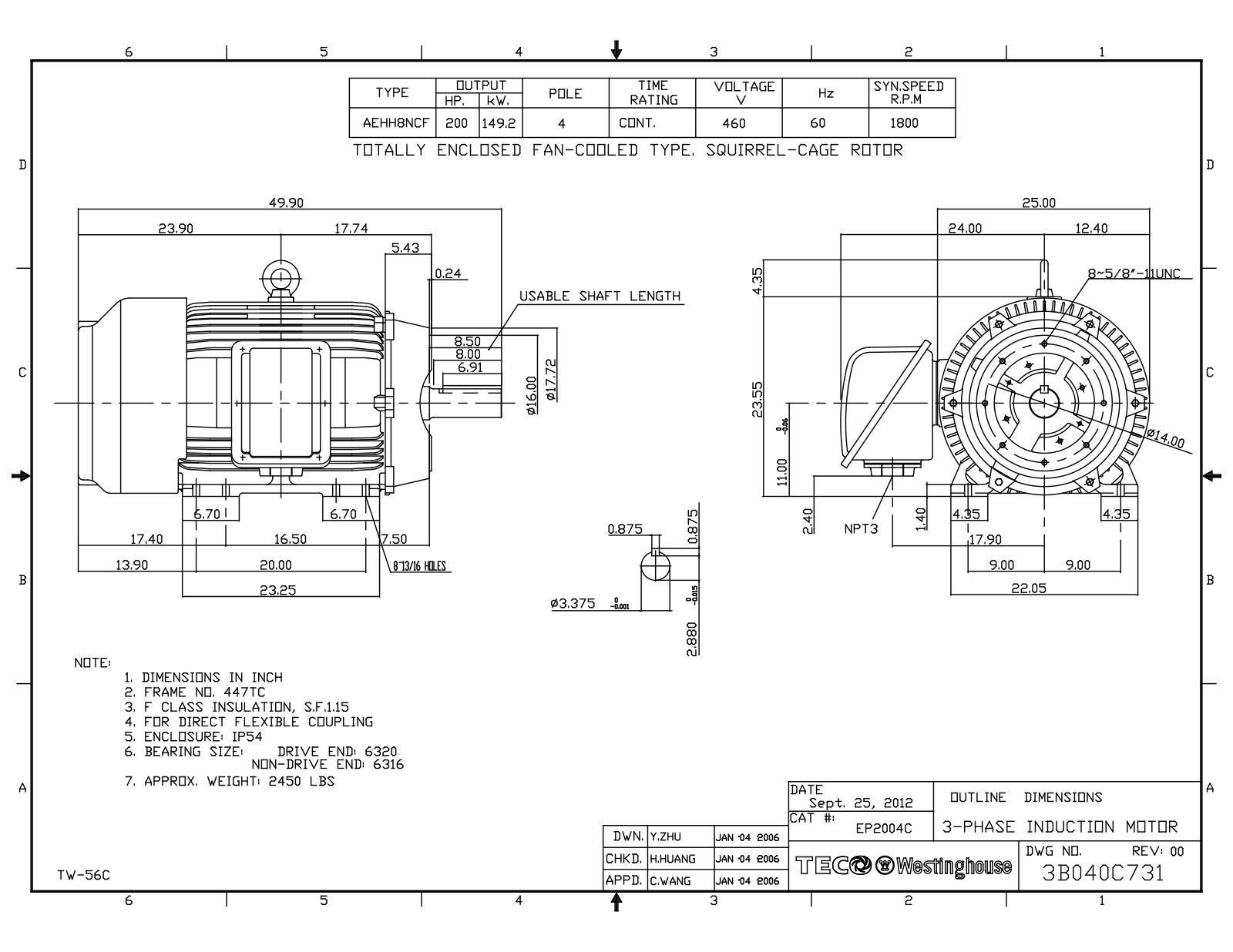 Teco EP2004C Reference Drawing