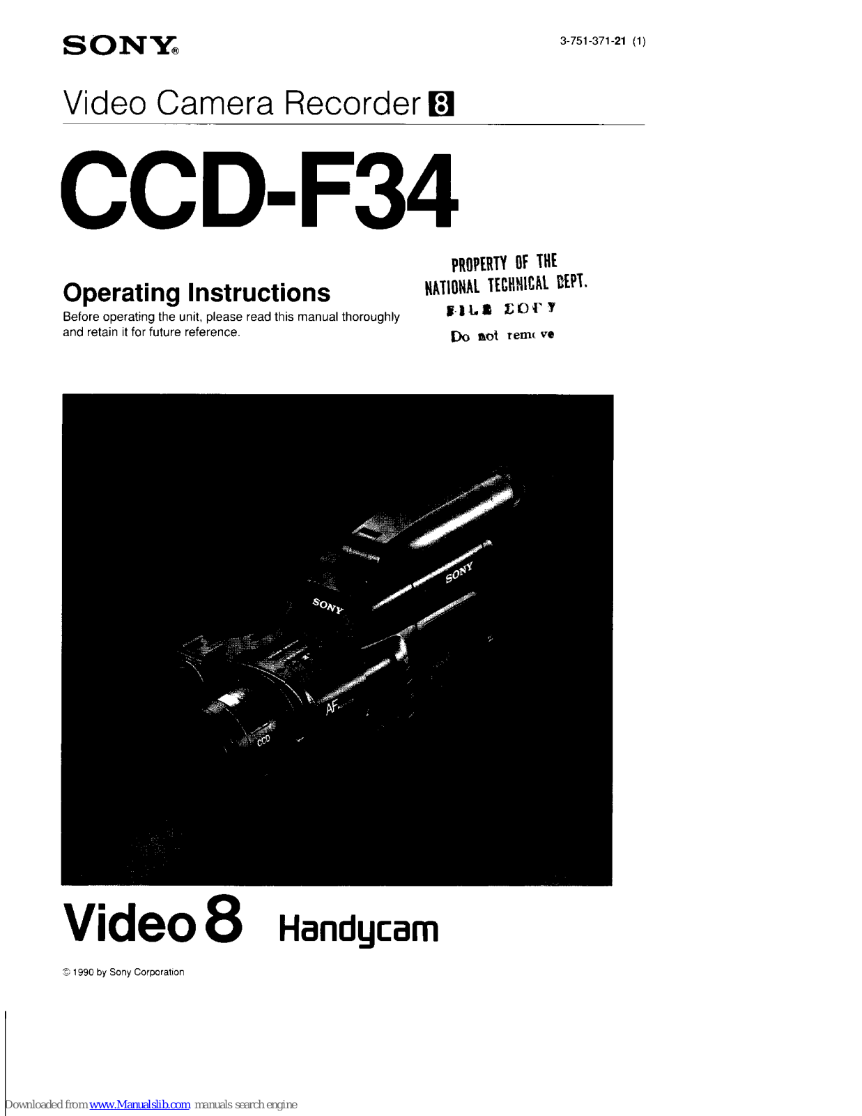 Sony Video8 Handycam CCD-F34 Operating Instructions Manual