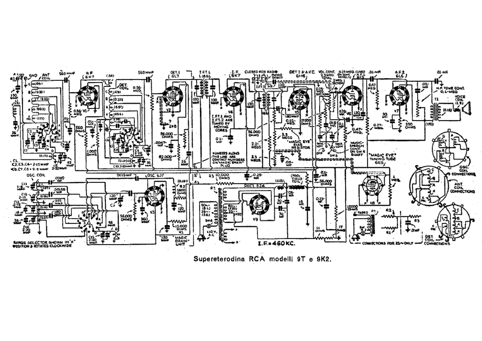 RCA 9t, 9k2 schematic