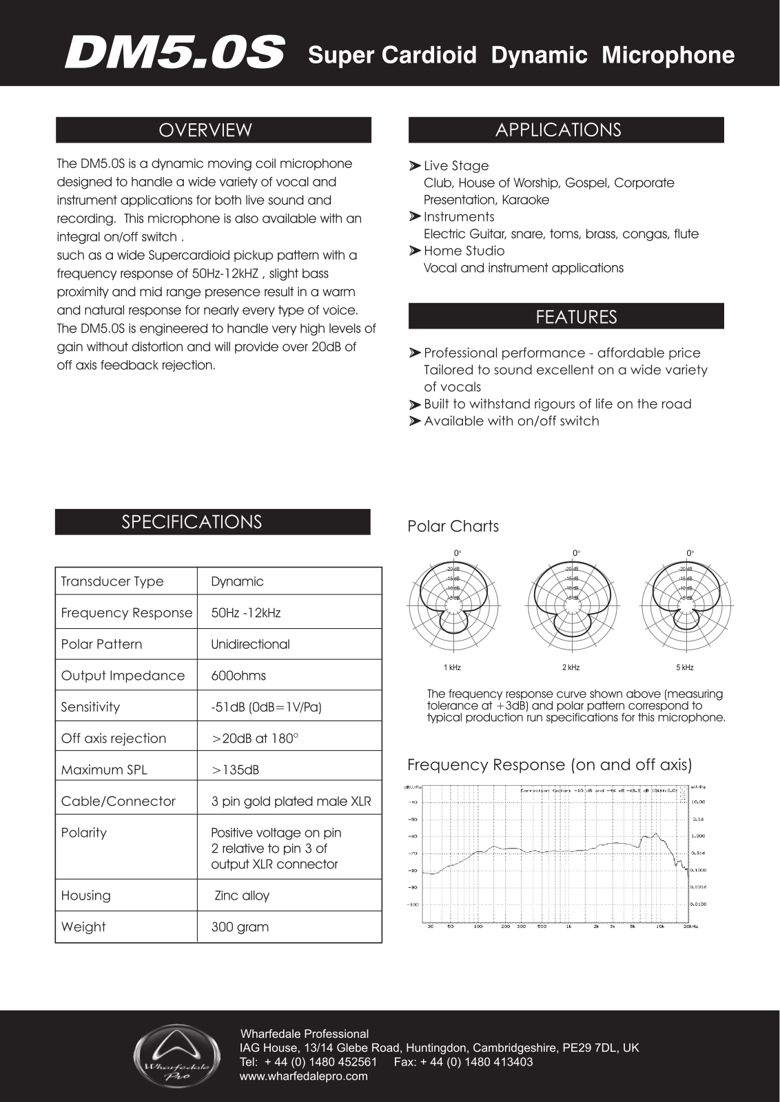 Wharfedale Pro DM5.0S User`s manual