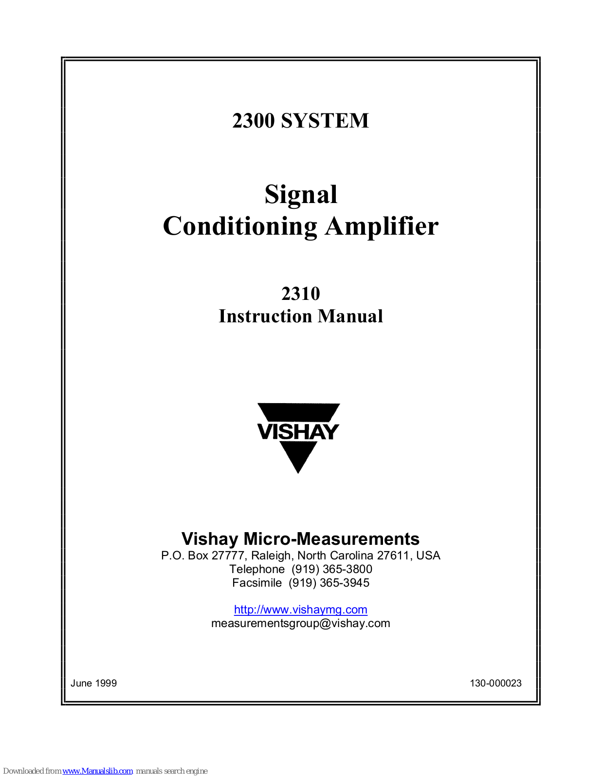 Vishay 2310 Instruction Manual