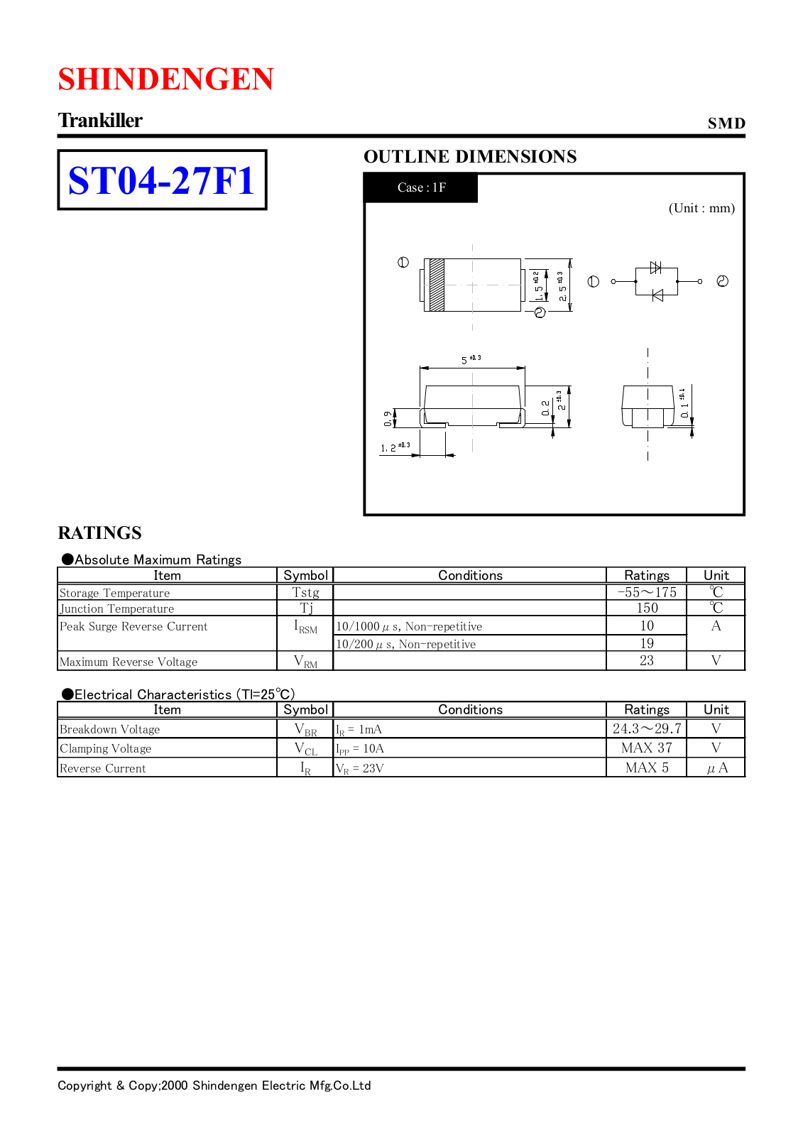 Shindengen Electric Manufacturing Company Ltd ST04-27F1 Datasheet