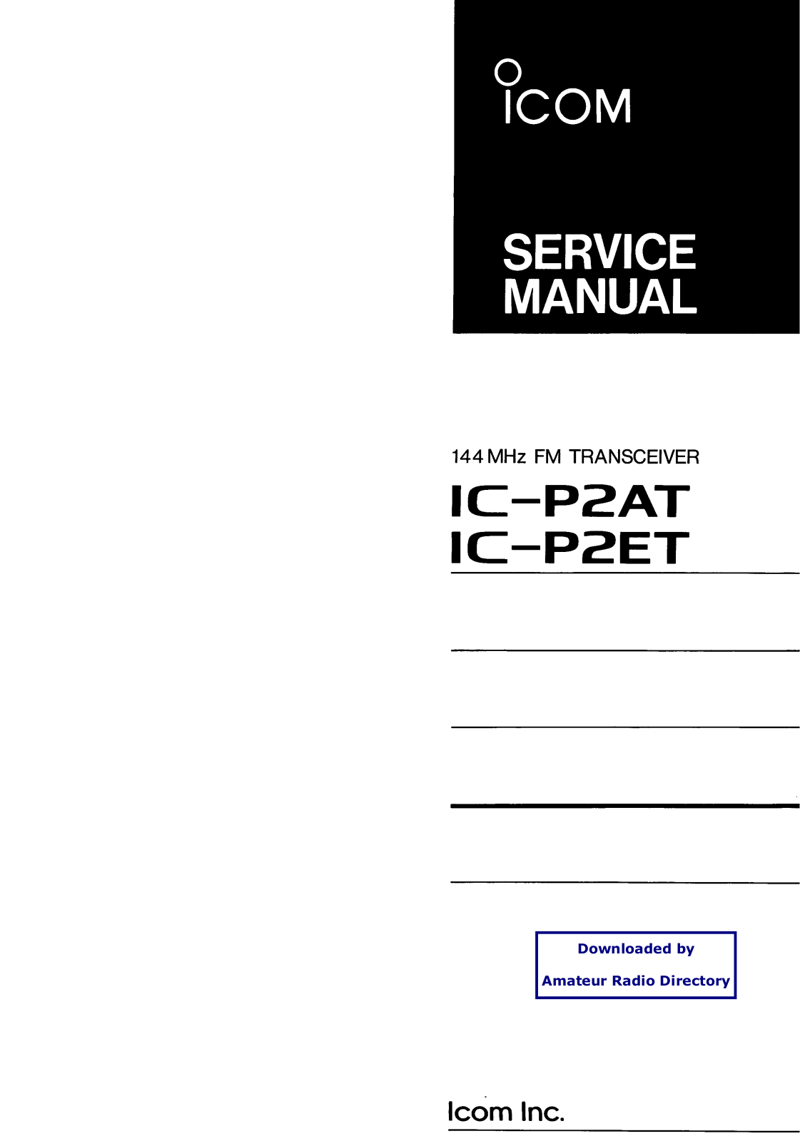 Icom IC-P2ET User Manual