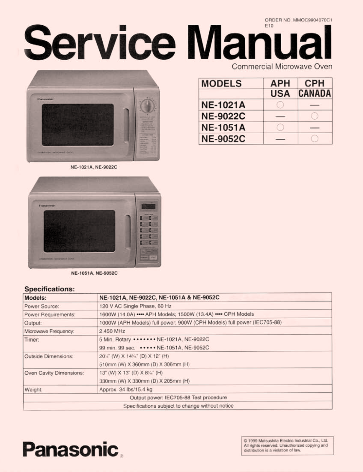 Panasonic NE-1021 Installation  Manual