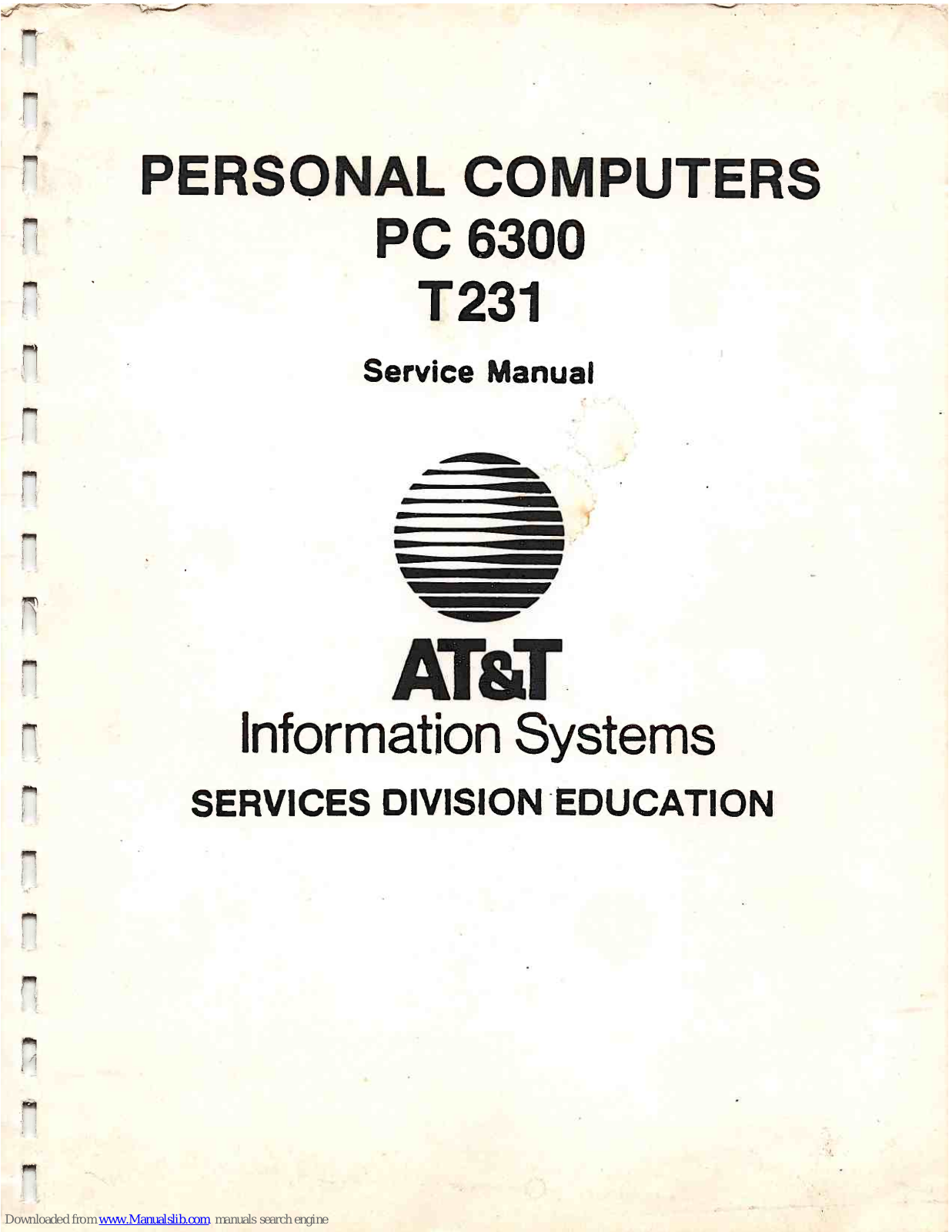 AT&T PC 6300, T231 Service Manual