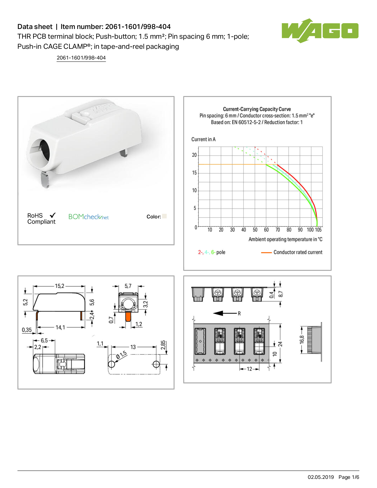 Wago 2061-1601/998-404 Data Sheet