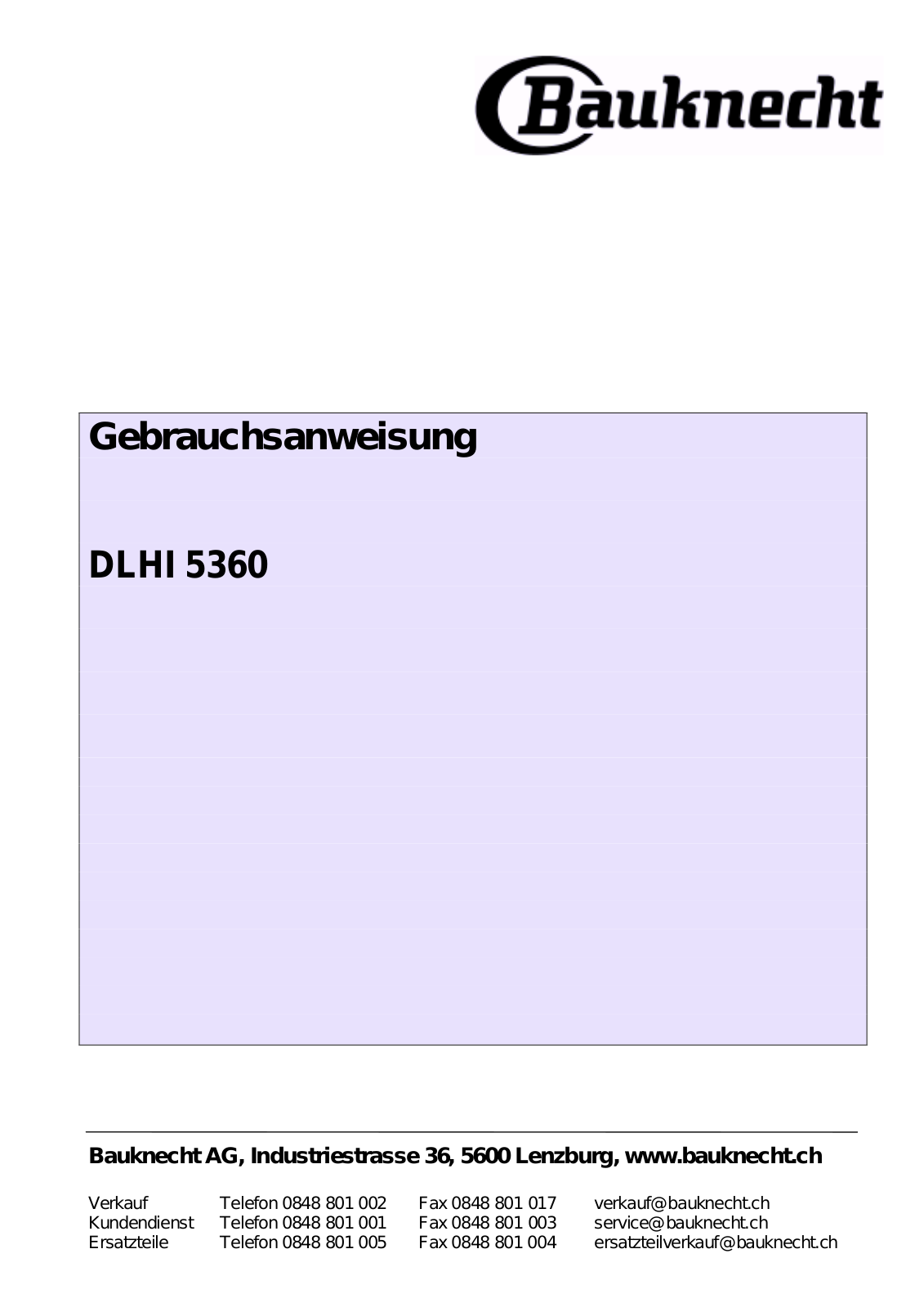 BAUKNECHT DLHI5360 User Manual