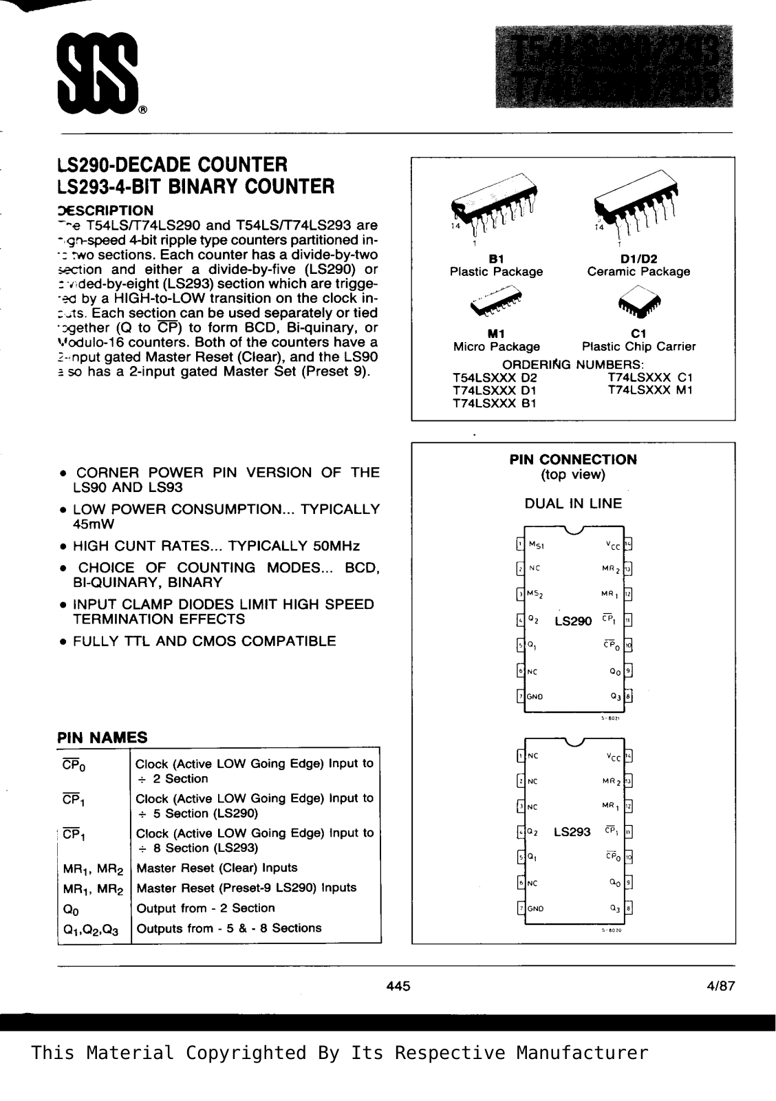 Datasheet T74LS290B1 Specification - ManualMachine.com