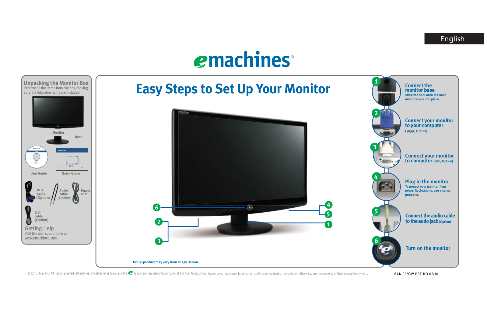 eMachines E193W Quick Start Manual