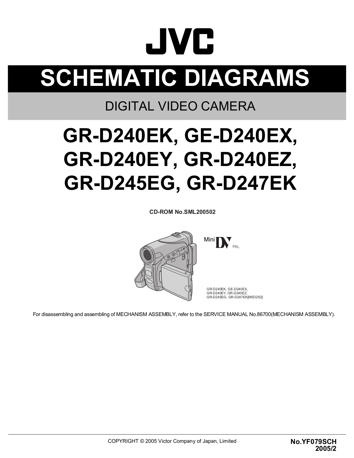 JVC GE-D240EX, GR-D240EK, GR-D240EY, GR-D240EZ, GR-D245EG Schematics