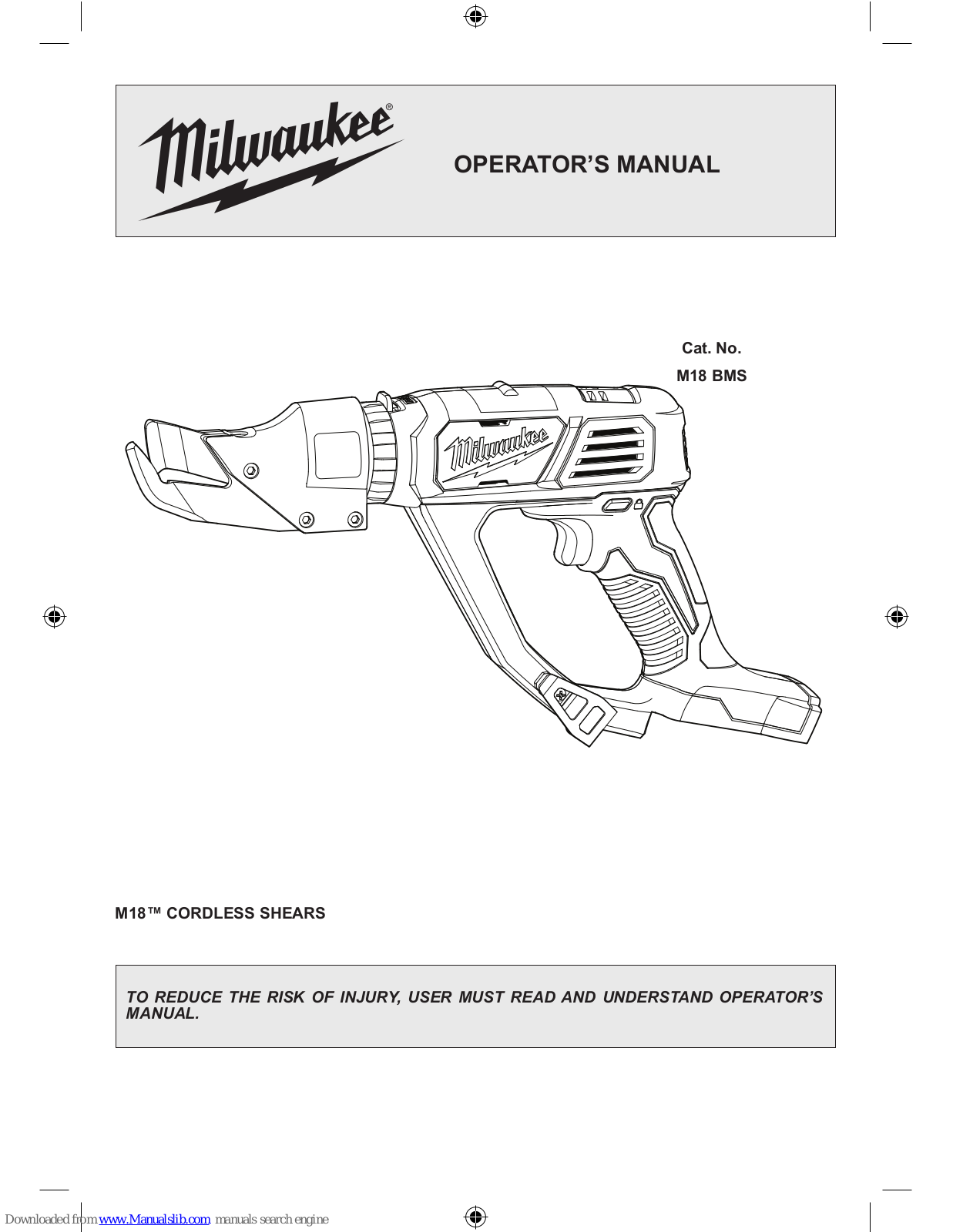 Milwaukee M18 BMS Operator's Manual