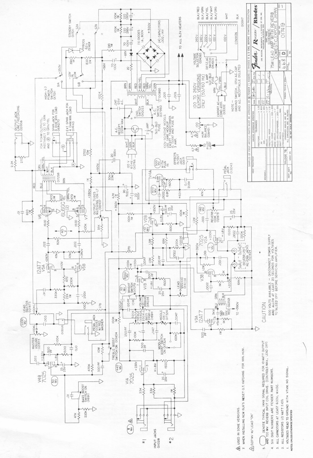 Fender 75 Schematic