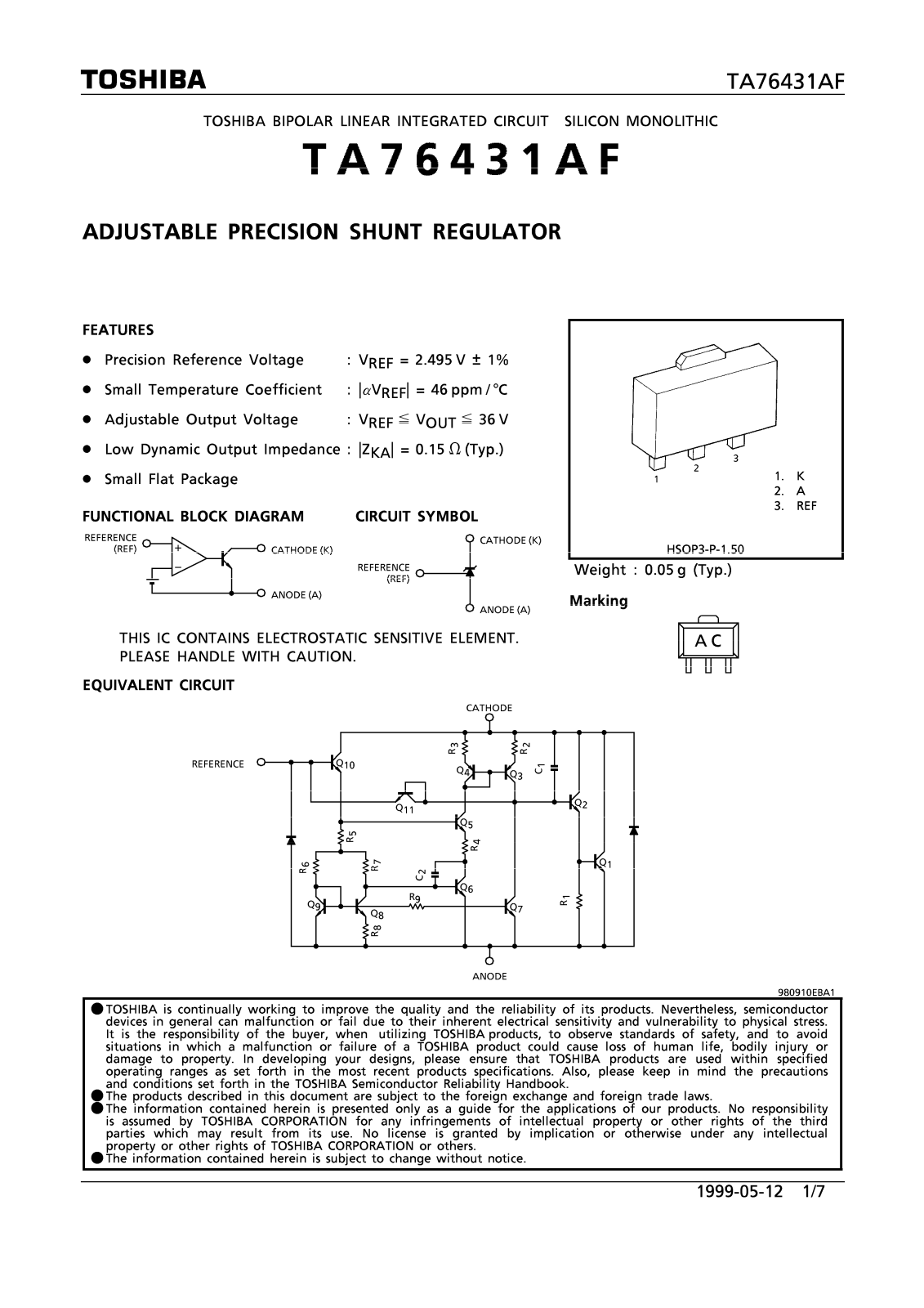 Toshiba TA76431AF Datasheet