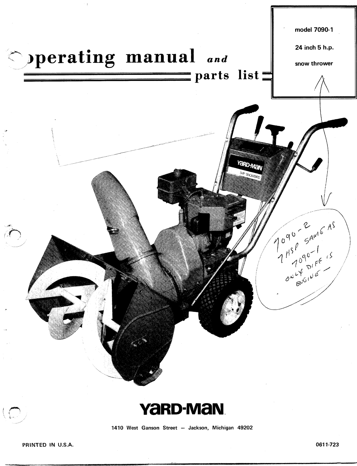 MTD Yard-Man 7090-1 User Manual